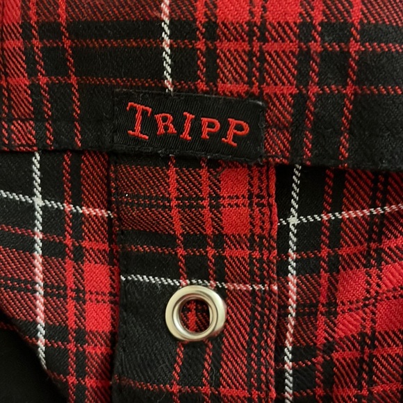 Down from $240TRIPP midi skirt plaid w/pockets, snaps, zippers, pleats, grommets - Picture 3 of 16